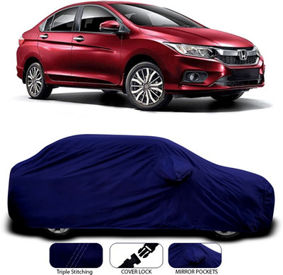SEBONGO Car Cover For Honda City Facelift (With Mirror Pockets)(Blue)