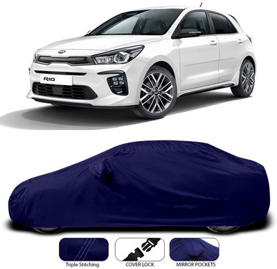 SEBONGO Car Cover For Kia Rio (With Mirror Pockets)(Blue)