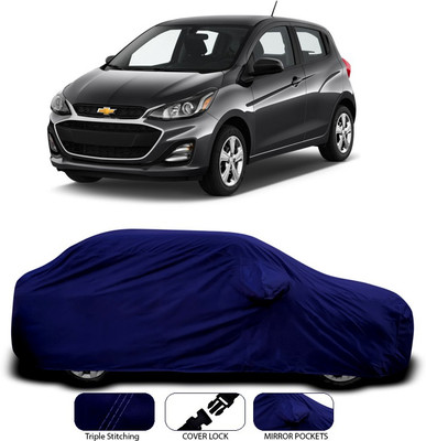 ANTHUB Car Cover For Chevrolet Spark (With Mirror Pockets)(Blue)