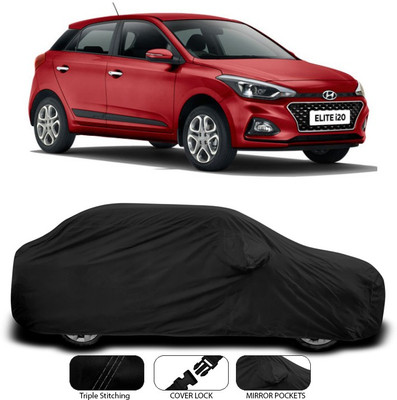SEBONGO Car Cover For Hyundai Elite i20 (With Mirror Pockets)(Black)