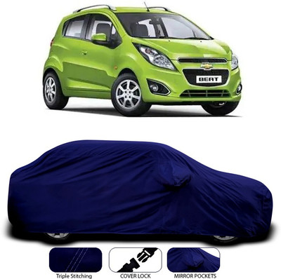 ANTHUB Car Cover For Chevrolet Beat (With Mirror Pockets)(Blue)