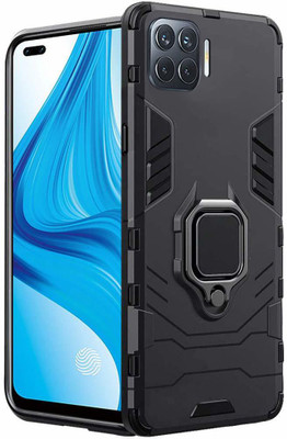Maple Leaf creation Bumper Case for Maple Leaf Creation Tough Armor| Ring Holder & Kickstand in-Built for Oppo F17 Pro Black(Black, Ring Case)