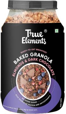 True Elements Baked Granola Almonds &amp; Dark Chocolate, Ready to Eat Breakfast, Rich in Protein Plastic Bottle  (900 g)