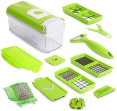 SHELTON Main Unit With Cointainer, 2 Nos. 2i in 1 Dicing Blades, 6 Nos. Slicing & Grating Blades, 1 No 2 in 1 Peeler With Grater, 12 in 1 Nicer Dicer vegetable and fruit chiper, vegetable cutter, Vegetable slicer, vegetable chopper Vegetable & Fruit Slicer(1 Vegetable Slicer with 12 different Blades