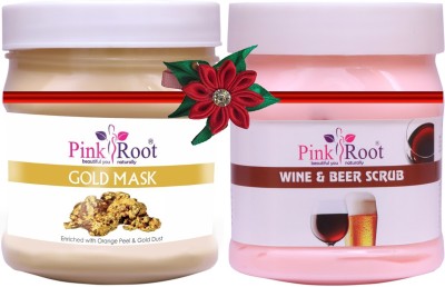 PINKROOT Gold Mask 500gm with Wine & Beer Scrub 500gm(2 Items in the set)