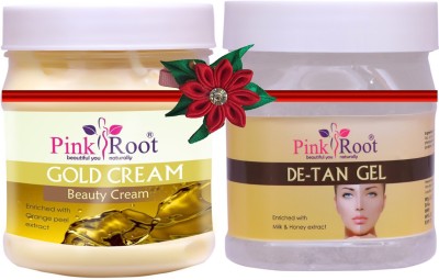 PINKROOT Gold Cream 500gm with De-Tan Gel 500gm(2 Items in the set)