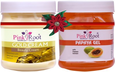 PINKROOT Gold Cream 500gm with Papaya Gel 500gm(2 Items in the set)