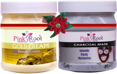 PINKROOT Gold Cream 500gm with Charcoal Mask 500gm(2 Items in the set)