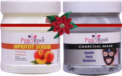 PINKROOT Apricot Scrub 500gm with Charcoal Mask 500gm(2 Items in the set)