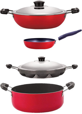 NIRLON DKD(B)_CVG_AP12_CS24 Non-Stick Coated Cookware Set(PTFE (Non-stick), Aluminium, 4 - Piece)