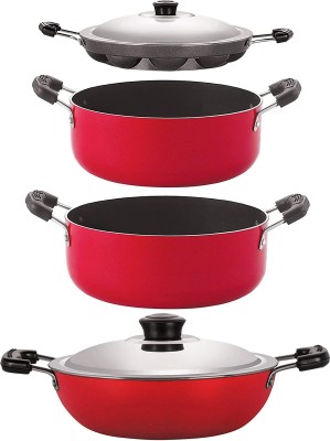 NIRLON DKD(B)_CS22_AP12_CS24 Non-Stick Coated Cookware Set(PTFE (Non-stick), Aluminium, 4 - Piece)