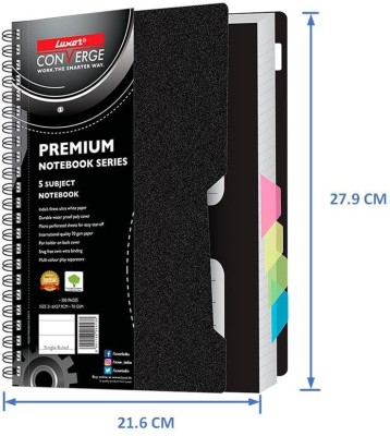 LUXOR Spiral Notebook A4 Notebook Single Rule 300 Pages(Black)