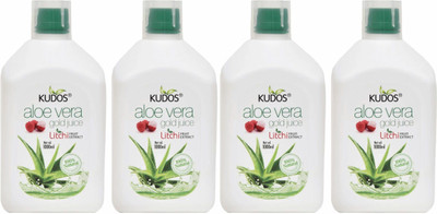 KUDOS Aloe Vera Gold Juice Litchi Fruit Extract| Natural Juice for Healthy Skin & Body(4 x 1 L)