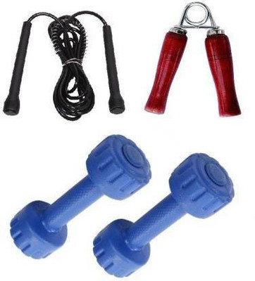 SBR Sports 1KG*2PC PVC DUMBBELL PLUS HAND GRIP AND SKIPPING ROPE Fixed Weight Dumbbell(2 kg)