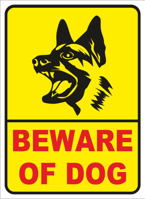 Clear Design Beware of Dog Emergency Sign