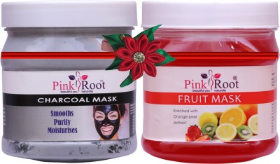 PINKROOT Charcoal Mask 500gm with Fruit Mask 500gm(1000 ml)