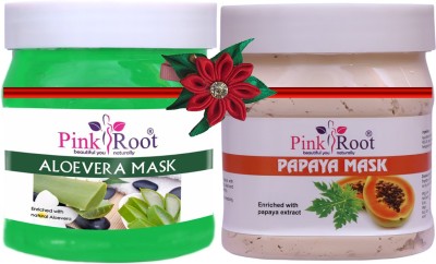 PINKROOT Aloe Vera Mask 500gm with Papaya Mask 500gm(1000 ml)