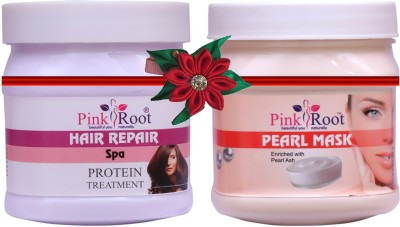 PINKROOT Hair Repair Spa Cream 500gm with Pearl Mask 500gm(1000 ml)