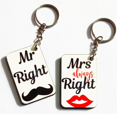 The Modern Gallery Mr right & mrs always right wooden keychain for couples Key Chain