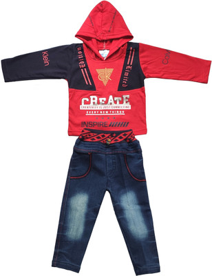 Roopam Boys Party(Festive) T-shirt Jeans(RED)