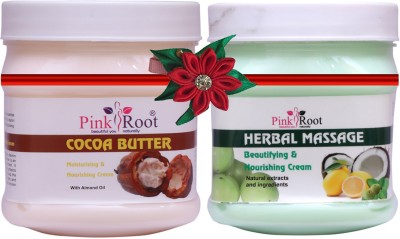 PINKROOT Cocoa Butter Cream 500gm with Herbal Massage Cream 500gm(1000 ml)