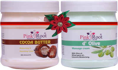 PINKROOT Cocoa Butter Cream 500gm with D Olive Cream 500gm(1000 ml)