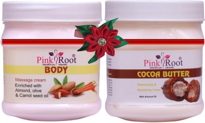 PINKROOT Body Massage Cream 500gm with Cocoa Butter Cream 500gm(1000 ml)