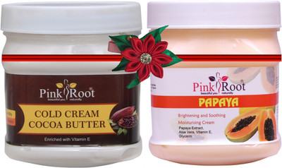 PINKROOT Cocoa Butter Cold Cream 500gm with Papaya Cream 500gm(1000 ml)