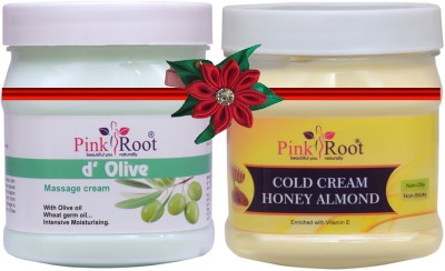 PINKROOT D Olive Cream 500gm with Honey Almond Cold Cream 500gm(1000 ml)