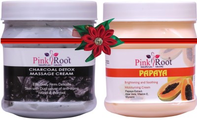 PINKROOT Charcoal Cream 500gm with Papaya Cream 500gm(1000 ml)