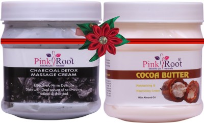 PINKROOT Charcoal Cream 500gm with Cocoa Butter Cream 500gm(1000 ml)