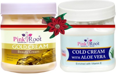 PINKROOT Gold Cream 500gm with Aloevera Cold Cream 500gm(1000 ml)