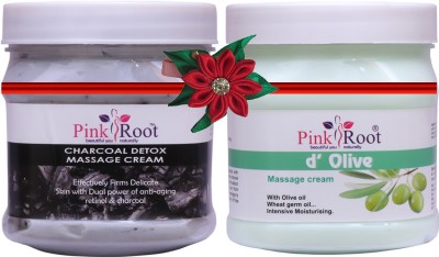 PINKROOT Charcoal Cream 500gm with D Olive Cream 500gm(1000 ml)