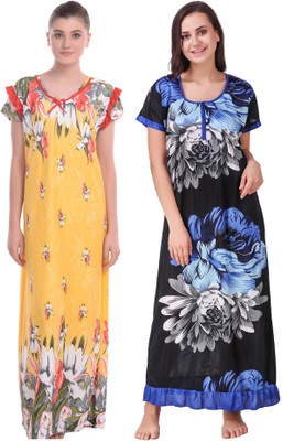 YUALIN CREATION Women Nighty Set(Blue)