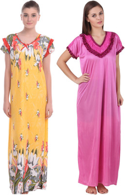 YUALIN CREATION Women Nighty(Multicolor)