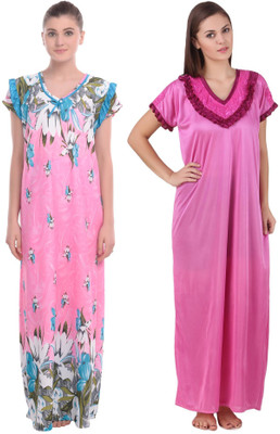 YUALIN CREATION Women Nighty Set(Pink)