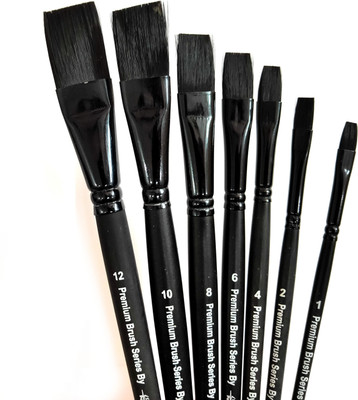 Definite Professional Hobby Series Flat Painting Brushes Ideal for Beginners, Students, Professional Artists; Anti-Shedding Nylon Hair to use for Acrylic Colour, Tempera, Water Colour and Gouache.(Black) Definite Professional Hobby Series Flat Painting Brushes Ideal for Beginners, Students, Professional Artists; Anti-Shedding Nylon Hair to use for Acrylic Colour, Tempera, Water Colour and Gouache.(Black)