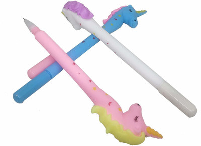 vagmine kreations Unicorn Gel Pen(Pack of 3, Ink Color - Blue, Black)