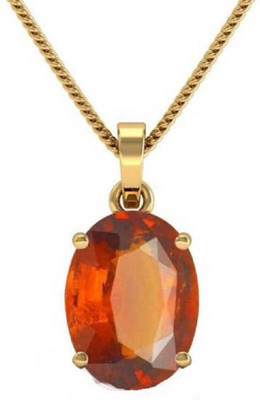 KUNDLI GEMS Gomed Pendant Stone Garnet Natural 7.25 carat Stone effective and good quality stone Astrological Purpose for unisex Gold-plated Garnet Stone Pendant