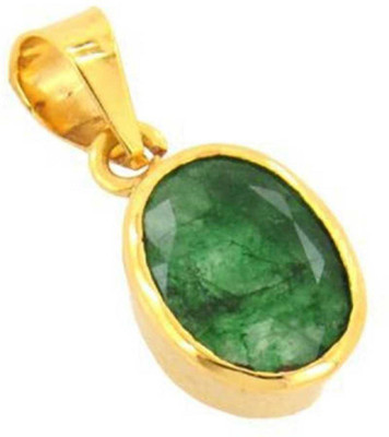 KUNDLI GEMS Emerald Stone Pendant Panna 7.25 ratti Precious Stone Lab Certified for unisex Gold-plated Emerald Stone Pendant