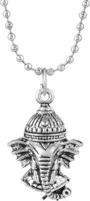 Mahakaal Jewels Silver Plated Lord Ganesh Ganapati Locket Necklace Pendant Silver Brass Pendant