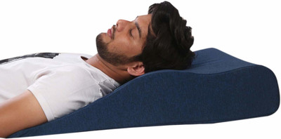 METRON Large Size Curved Low height Bed Wedge Pillow Foam Solid Orthopaedic Pillow Pack of 1(Blue)