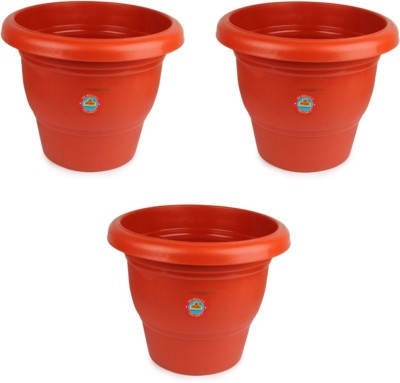AASHU Heavy Duty good Finish Plastic Planter Pots (Size -8''Dia,Height-6.5'') Plant Container Set(Pack of 3, Plastic)