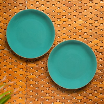 ExclusiveLane Hand Glazed Ceramic Dinner Plate(Pack of 2, Microwave Safe)