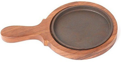 fozti Round Sizzler Plate with handle 5inch Sizzler Tray(Microwave Safe)