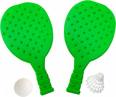 Scorpion Racket Set with Ball & Shuttlecock for Kids Plastic Table Tennis Set Green Unstrung Badminton Racquet(Pack of: 1, 98 g)