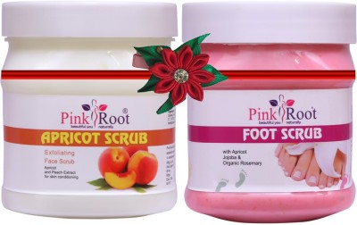 PINKROOT Apricot Scrub 500gm with Foot Scrub 500gm Scrub(1000 ml)