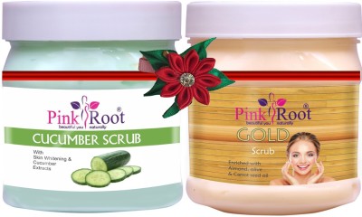 PINKROOT Cucumber Scrub 500gm with Gold Scrub 500gm Scrub(1000 ml)