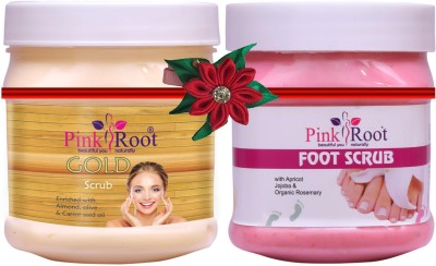 PINKROOT Gold Scrub 500gm with Foot Scrub 500gm Scrub(1000 ml)