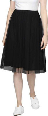 cut n sew fashion Solid Women Gathered Black Skirt